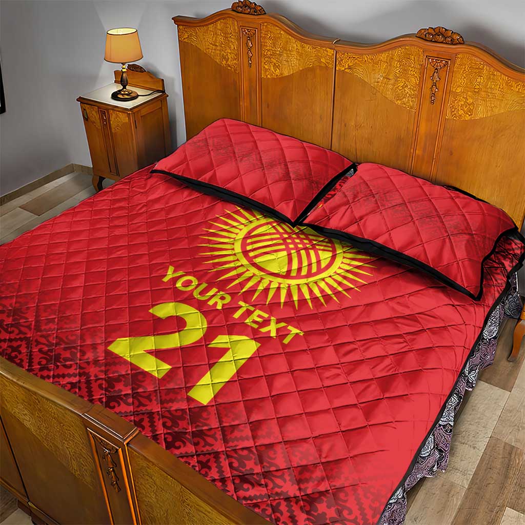 Kyrgyzstan Football Custom Quilt Bed Set Kazakh Pattern
