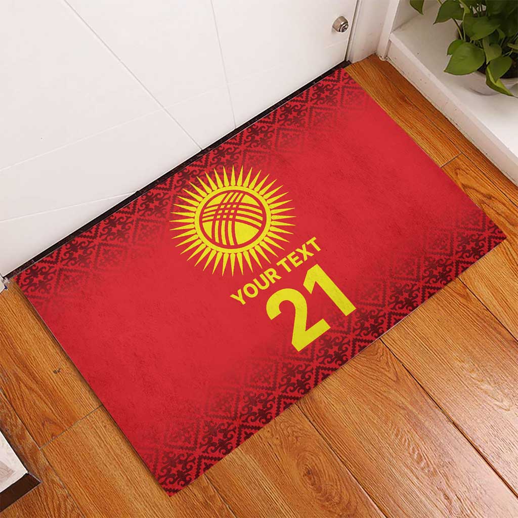 Kyrgyzstan Football Custom Rubber Doormat Kazakh Pattern