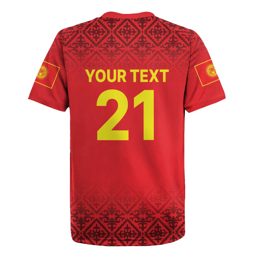 Kyrgyzstan Football Custom Rugby Jersey Kazakh Pattern