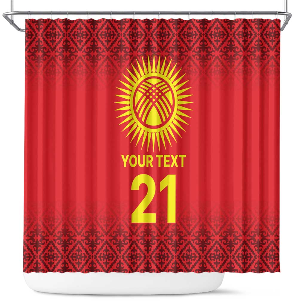 Kyrgyzstan Football Custom Shower Curtain Kazakh Pattern