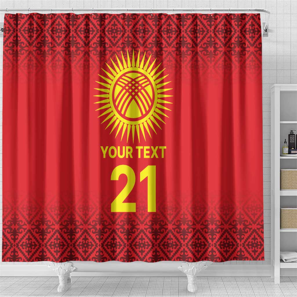 Kyrgyzstan Football Custom Shower Curtain Kazakh Pattern