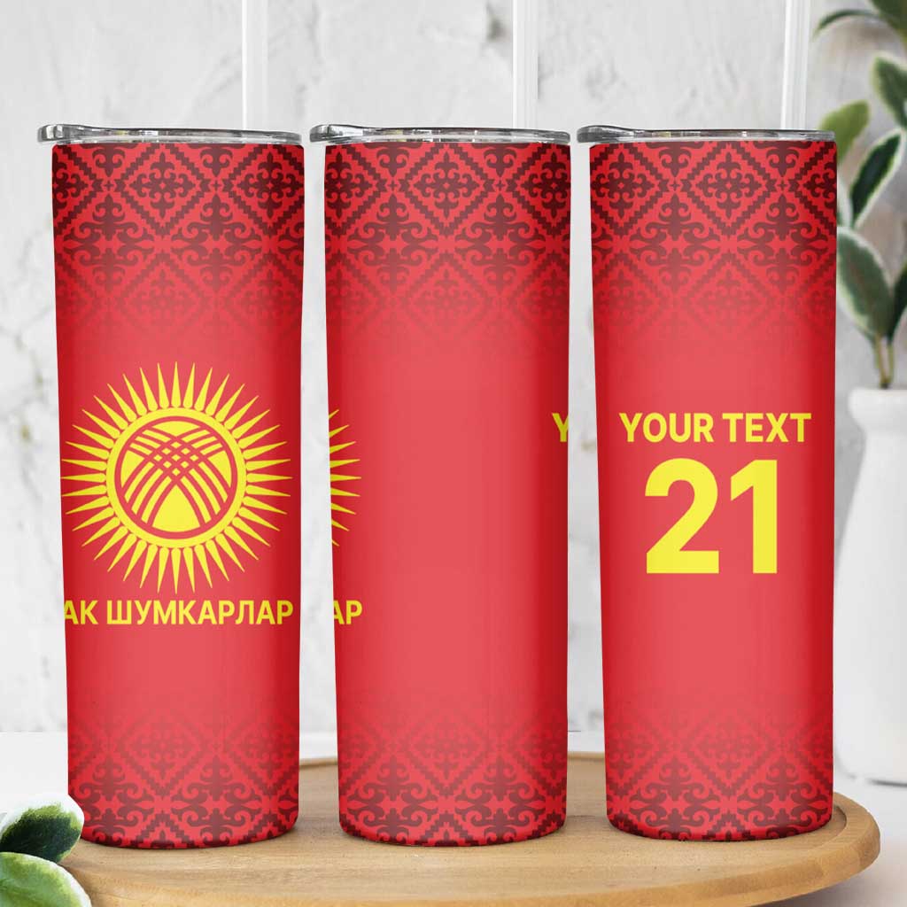 Kyrgyzstan Football Custom Skinny Tumbler Kazakh Pattern