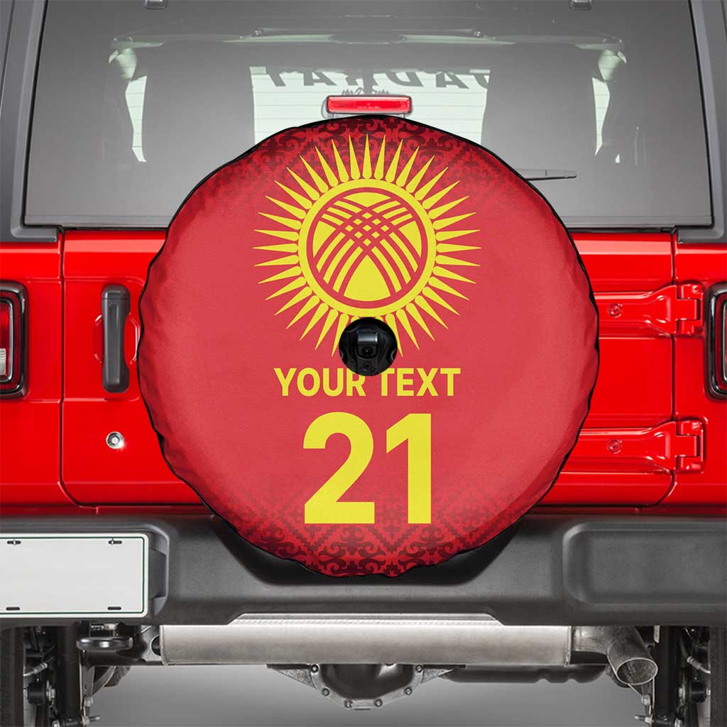 Kyrgyzstan Football Custom Spare Tire Cover Kazakh Pattern