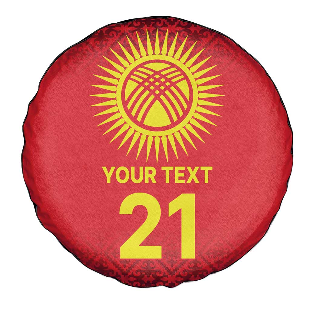 Kyrgyzstan Football Custom Spare Tire Cover Kazakh Pattern