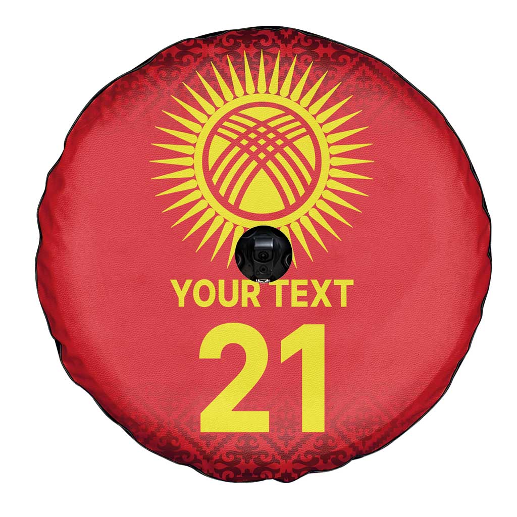Kyrgyzstan Football Custom Spare Tire Cover Kazakh Pattern