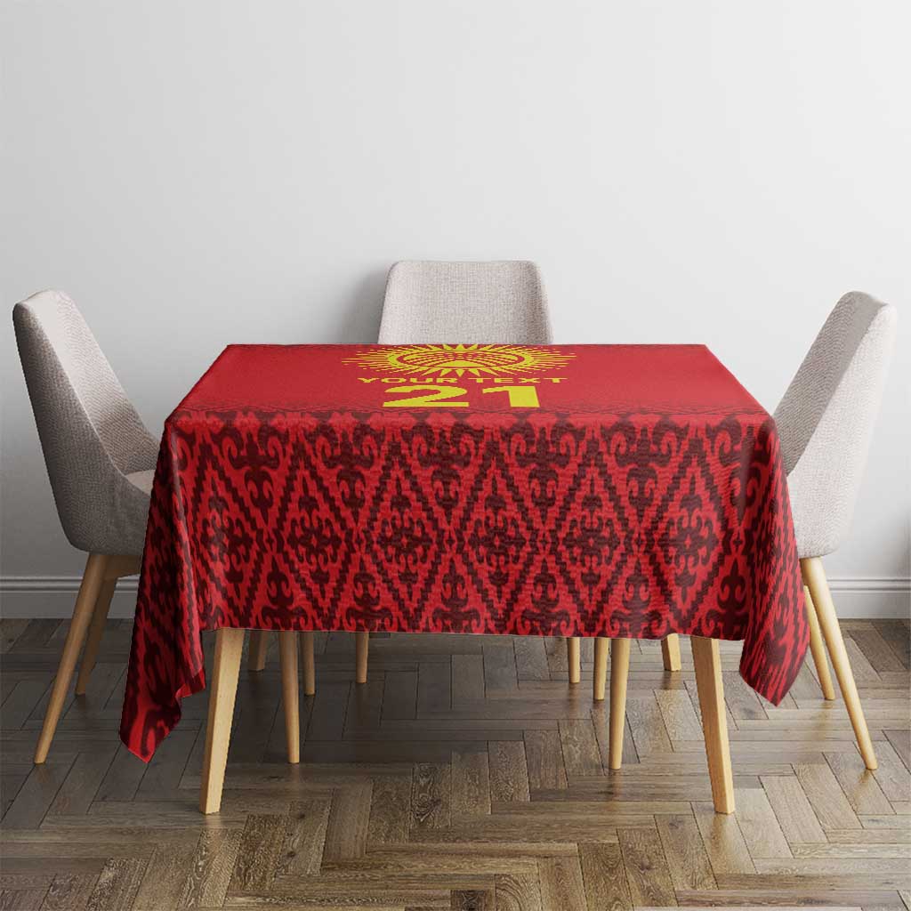 Kyrgyzstan Football Custom Tablecloth Kazakh Pattern