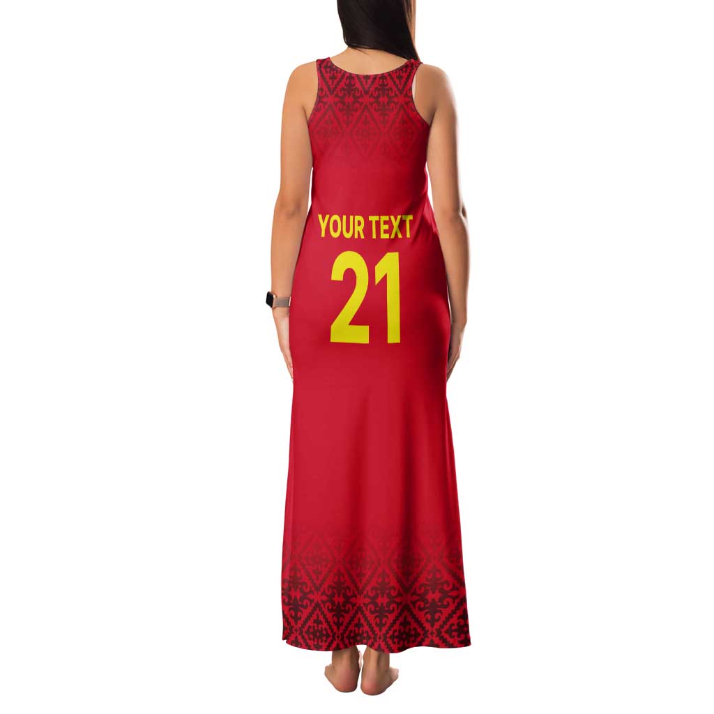 Kyrgyzstan Football Custom Tank Maxi Dress Kazakh Pattern
