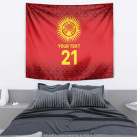Kyrgyzstan Football Custom Tapestry Kazakh Pattern