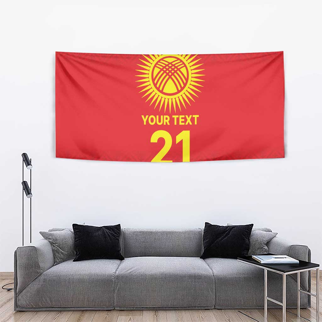 Kyrgyzstan Football Custom Tapestry Kazakh Pattern
