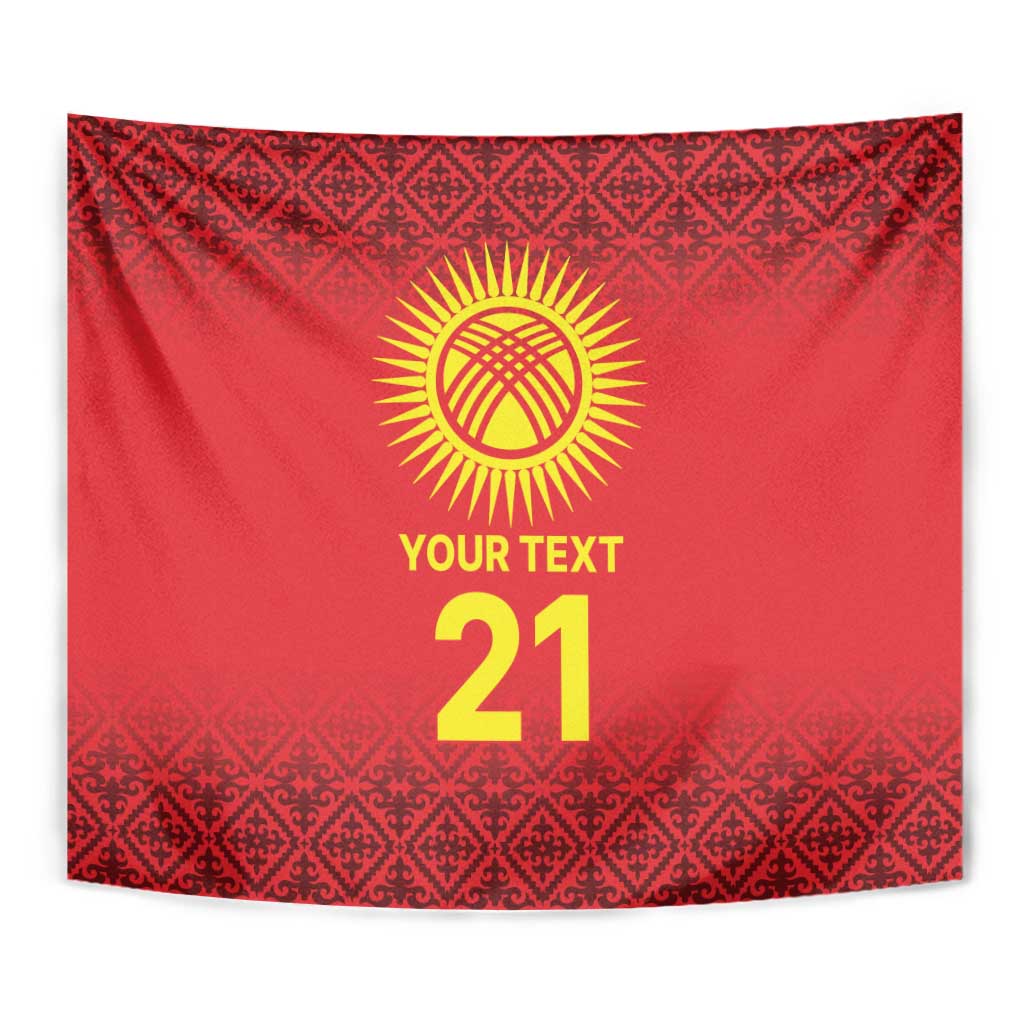 Kyrgyzstan Football Custom Tapestry Kazakh Pattern