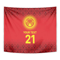 Kyrgyzstan Football Custom Tapestry Kazakh Pattern