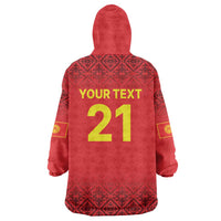 Kyrgyzstan Football Custom Wearable Blanket Hoodie Kazakh Pattern