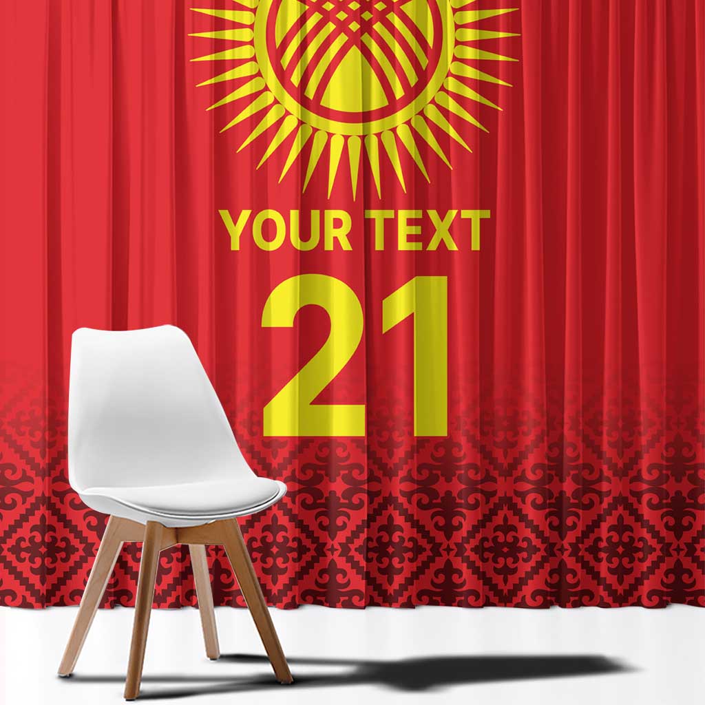 Kyrgyzstan Football Custom Window Curtain Kazakh Pattern