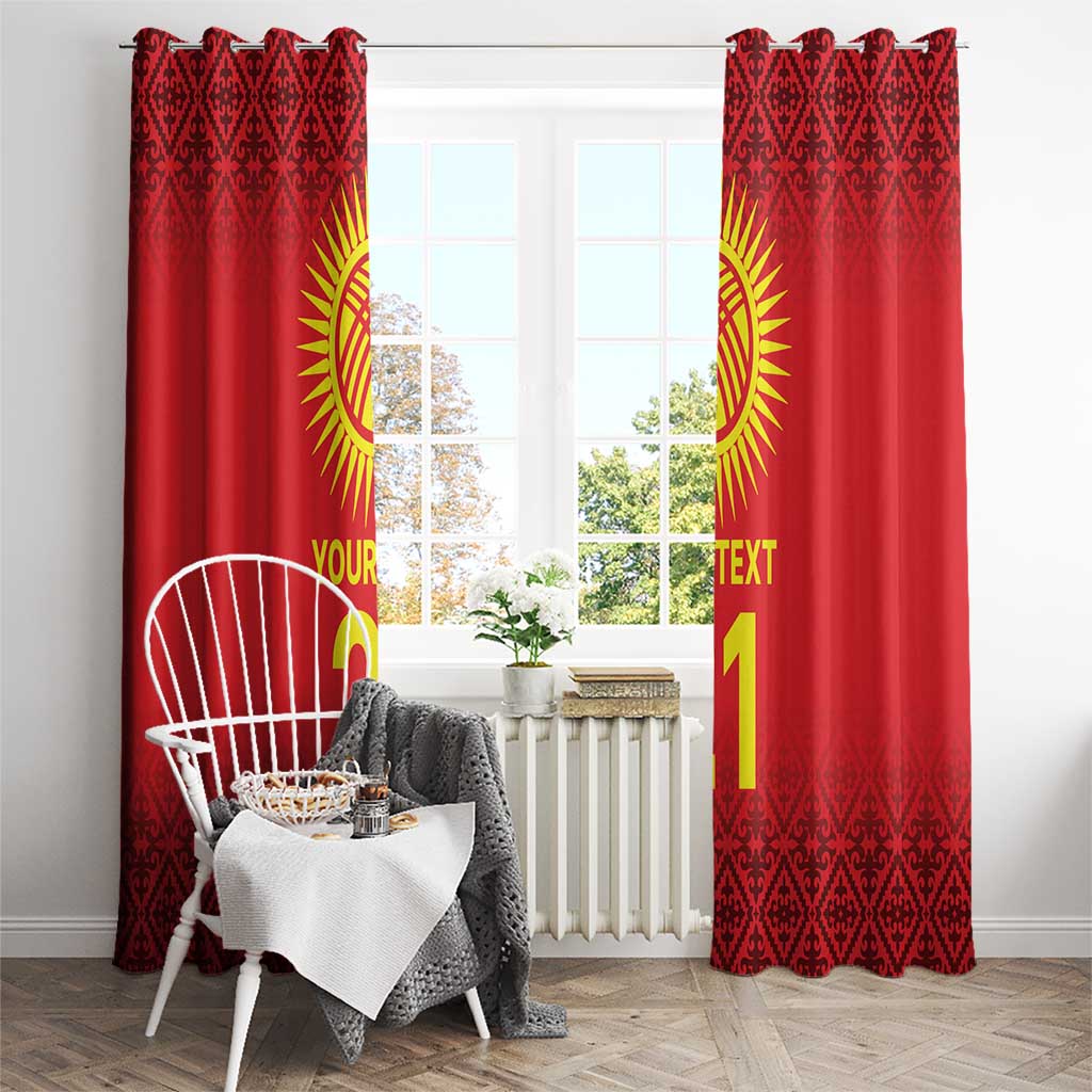 Kyrgyzstan Football Custom Window Curtain Kazakh Pattern