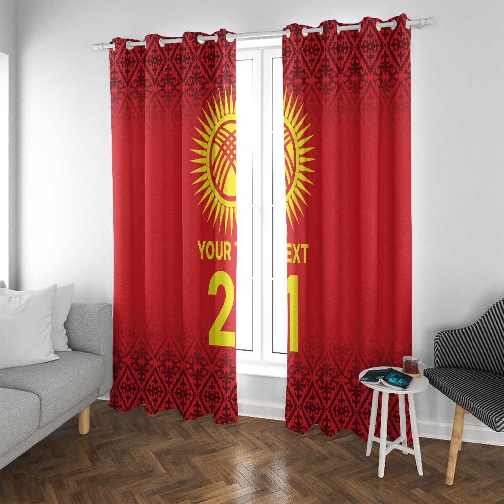 Kyrgyzstan Football Custom Window Curtain Kazakh Pattern