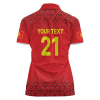 Kyrgyzstan Football Custom Women Polo Shirt Kazakh Pattern