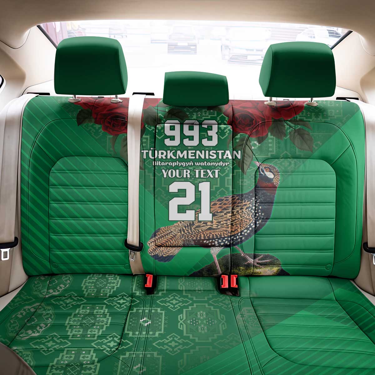 Turkmenistan 993 Custom Back Car Seat Cover Turkmenistan Bitaraplygyn watanydyr