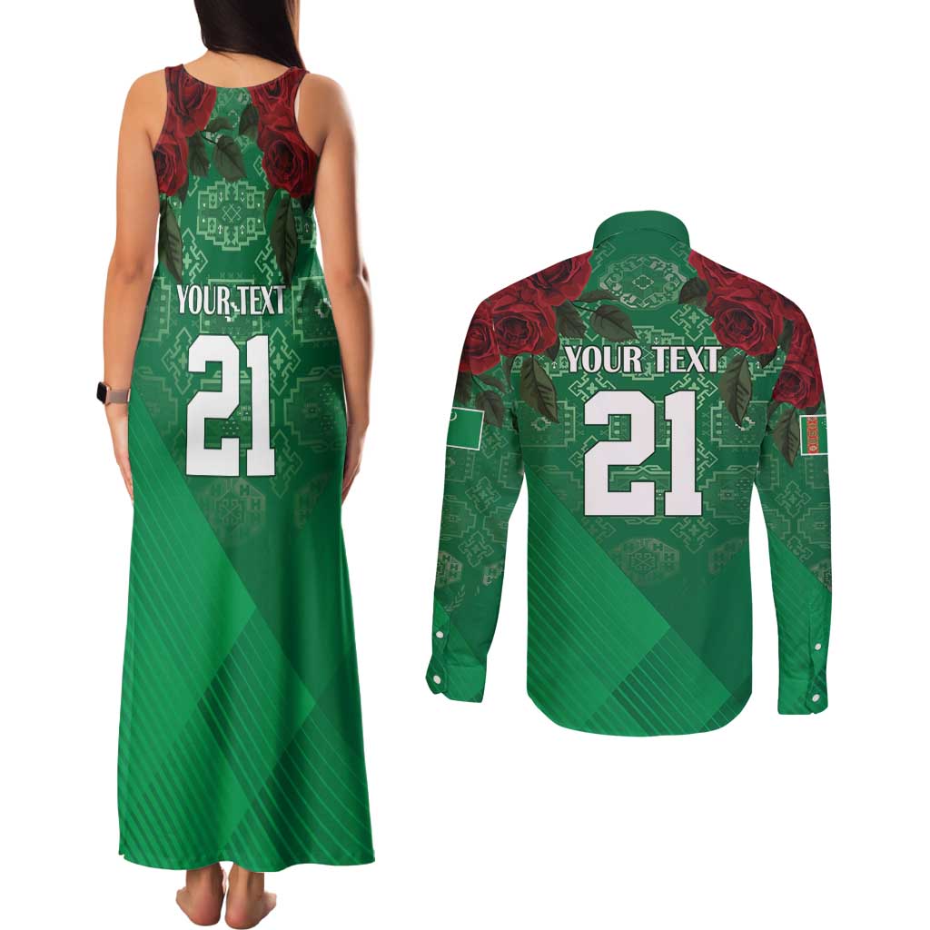 Turkmenistan 993 Custom Couples Matching Tank Maxi Dress and Long Sleeve Button Shirt Turkmenistan Bitaraplygyn watanydyr