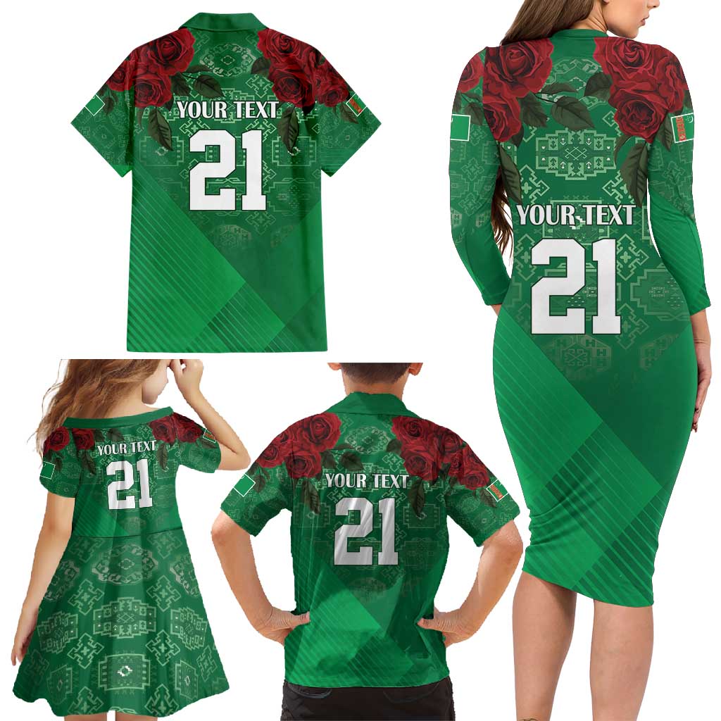 Turkmenistan 993 Custom Family Matching Long Sleeve Bodycon Dress and Hawaiian Shirt Turkmenistan Bitaraplygyn watanydyr