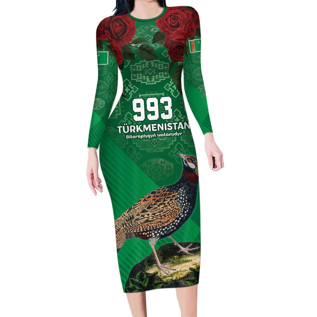 Turkmenistan 993 Custom Family Matching Long Sleeve Bodycon Dress and Hawaiian Shirt Turkmenistan Bitaraplygyn watanydyr