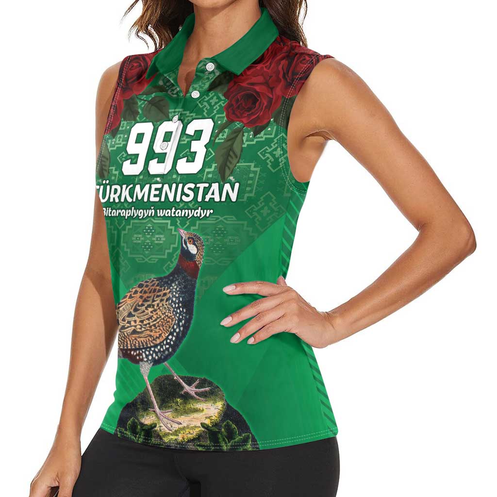 Turkmenistan 993 Custom Women Sleeveless Polo Shirt Turkmenistan Bitaraplygyn watanydyr