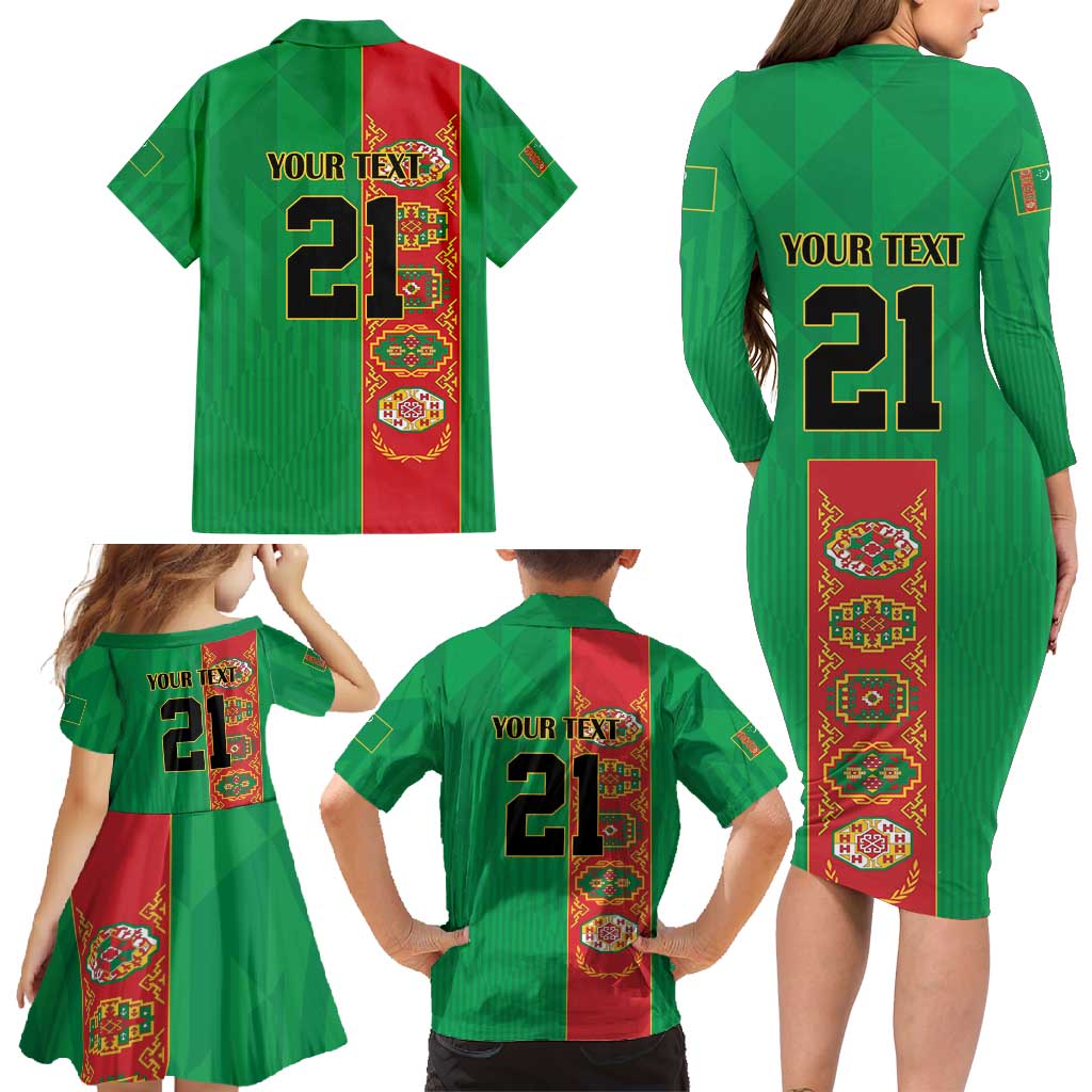 Turkmenistan Black Francolin Custom Family Matching Long Sleeve Bodycon Dress and Hawaiian Shirt Turkmenistan Turkmenistanyn Baydagy