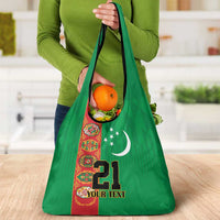 Turkmenistan Black Francolin Custom Grocery Bag Turkmenistan Turkmenistanyn Baydagy