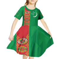 Turkmenistan Black Francolin Custom Kid Short Sleeve Dress Turkmenistan Turkmenistanyn Baydagy