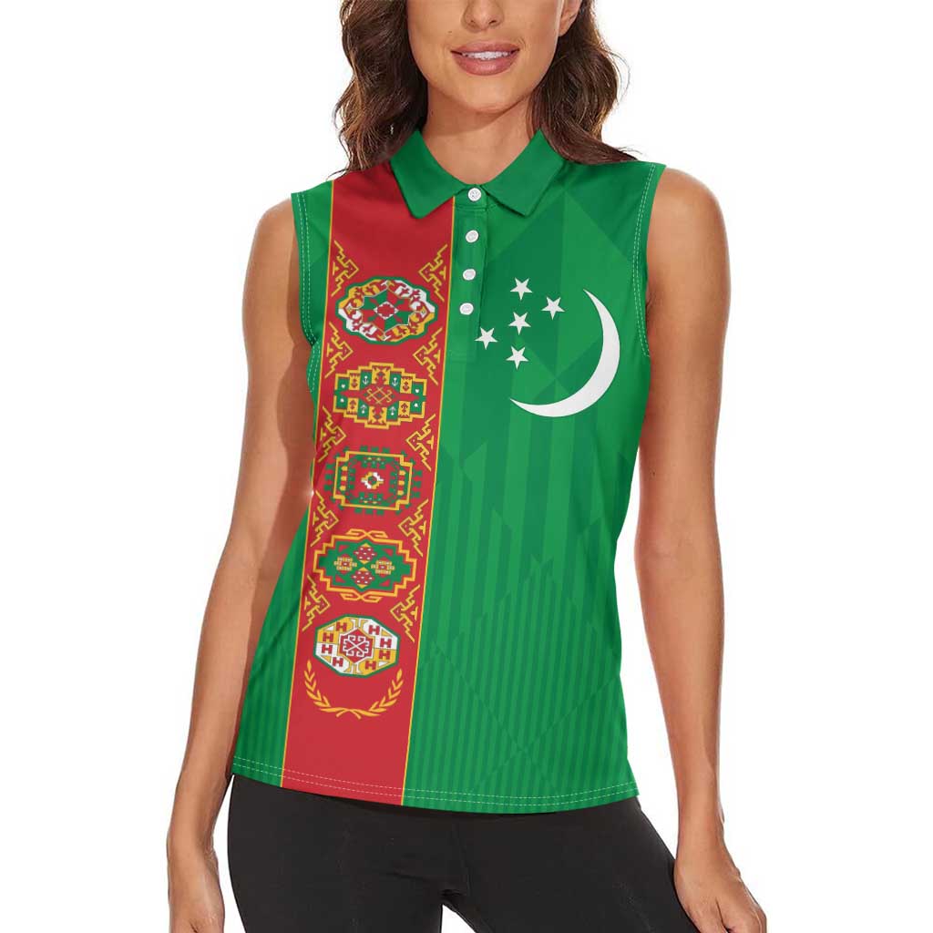 Turkmenistan Black Francolin Custom Women Sleeveless Polo Shirt Turkmenistan Turkmenistanyn Baydagy
