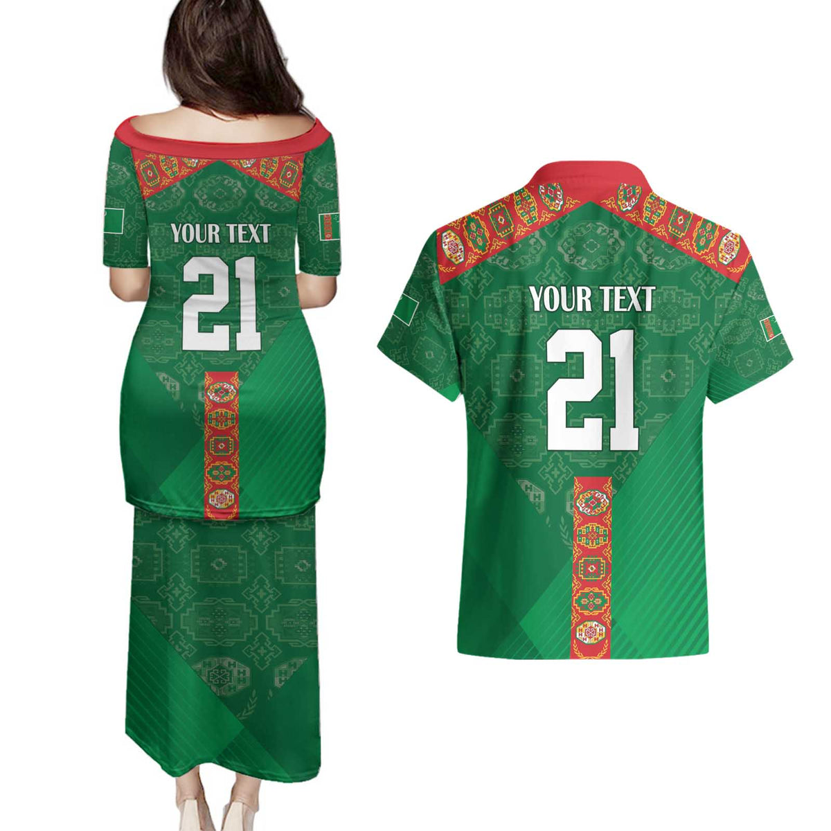 Turkmenistan Football Custom Couples Matching Puletasi and Hawaiian Shirt We Are The Champions