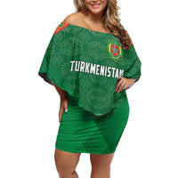 Turkmenistan Football Custom Family Matching Off Shoulder Short Dress and Hawaiian Shirt We Are The Champions