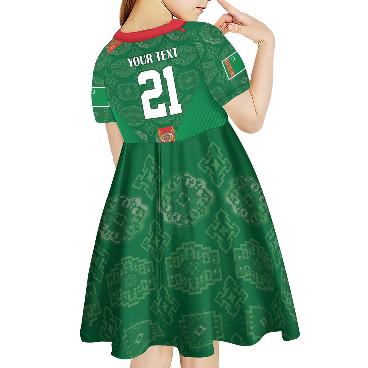 Turkmenistan Football Custom Kid Short Sleeve Dress We Are The Champions