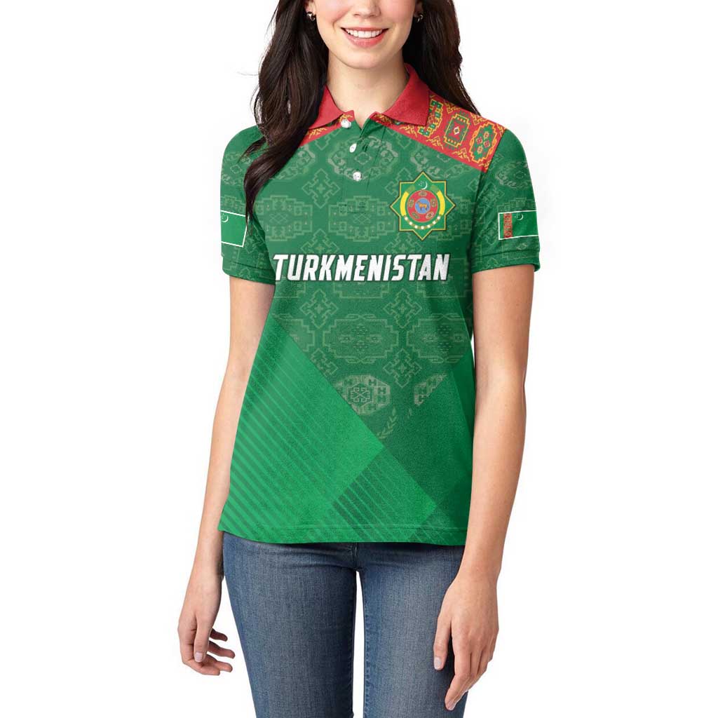 Turkmenistan Football Custom Women Polo Shirt We Are The Champions