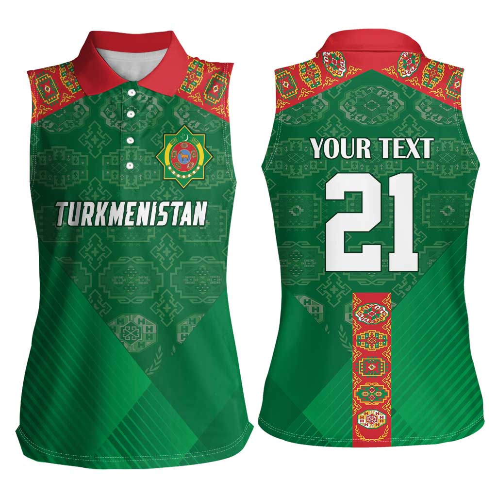 Turkmenistan Football Custom Women Sleeveless Polo Shirt We Are The Champions