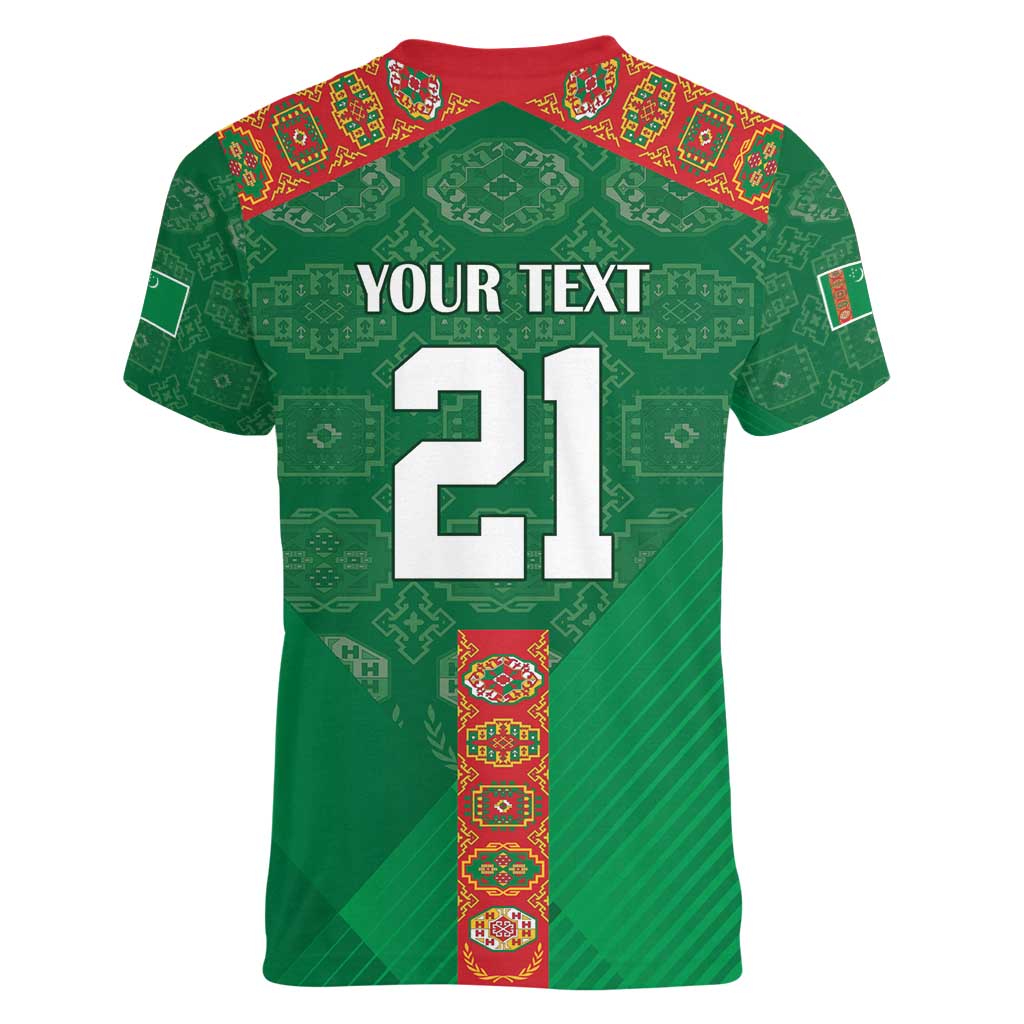 Turkmenistan Football Custom Women V-Neck T-Shirt We Are The Champions