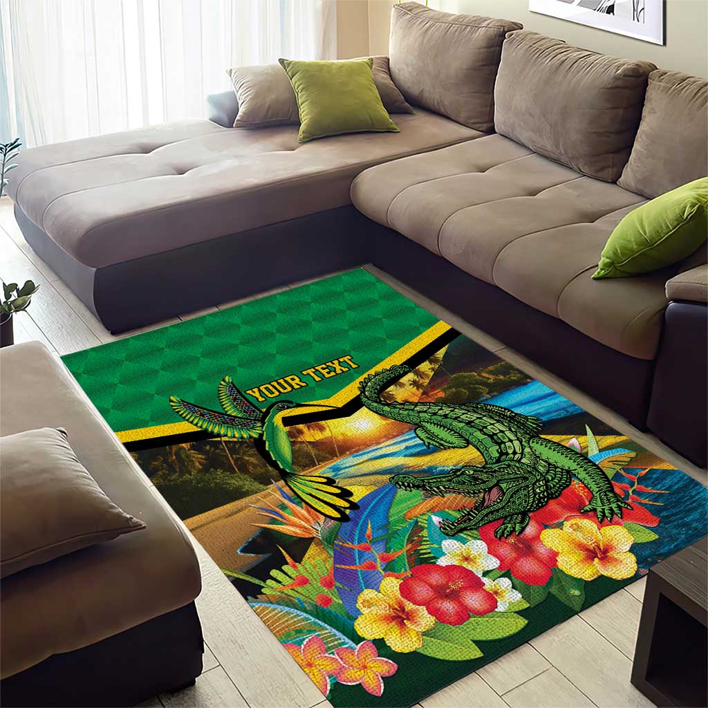 Jamica Hummingbird and Crocodiles Personalized Area Rug
