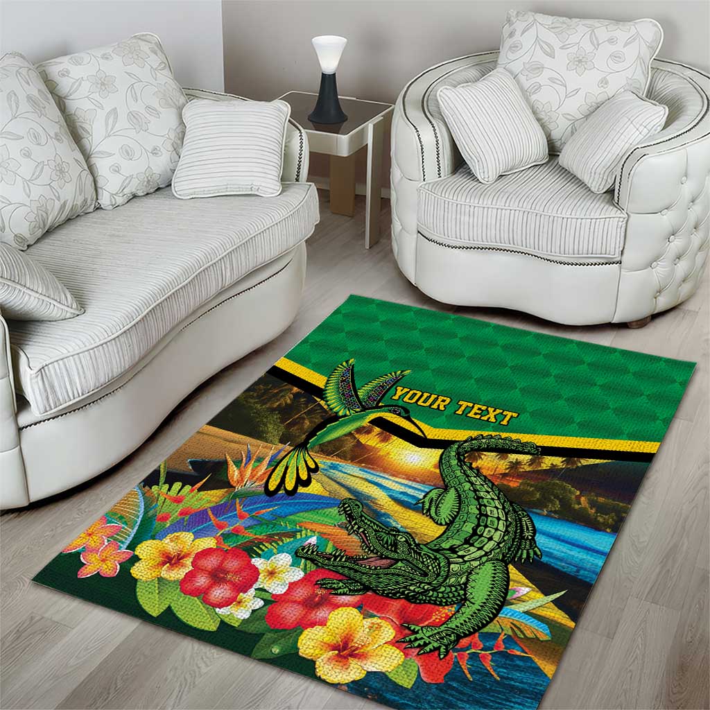 Jamica Hummingbird and Crocodiles Personalized Area Rug