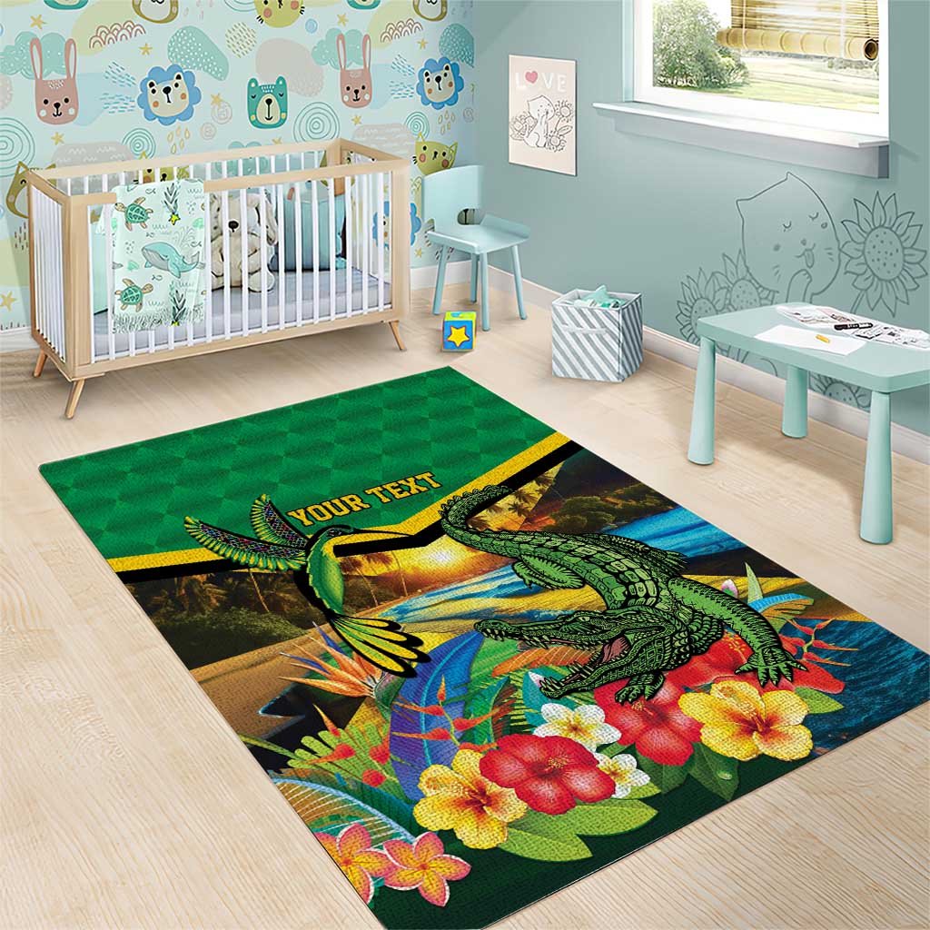 Jamica Hummingbird and Crocodiles Personalized Area Rug