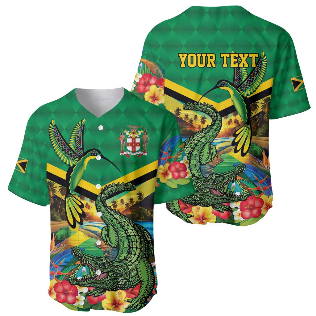Jamica Hummingbird and Crocodiles Personalized Baseball Jersey