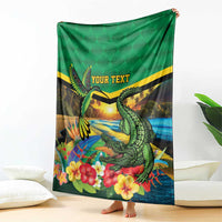 Jamica Hummingbird and Crocodiles Personalized Blanket
