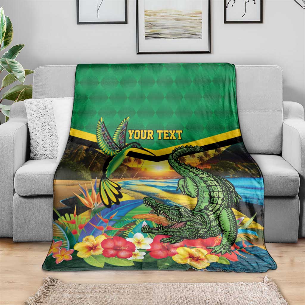 Jamica Hummingbird and Crocodiles Personalized Blanket