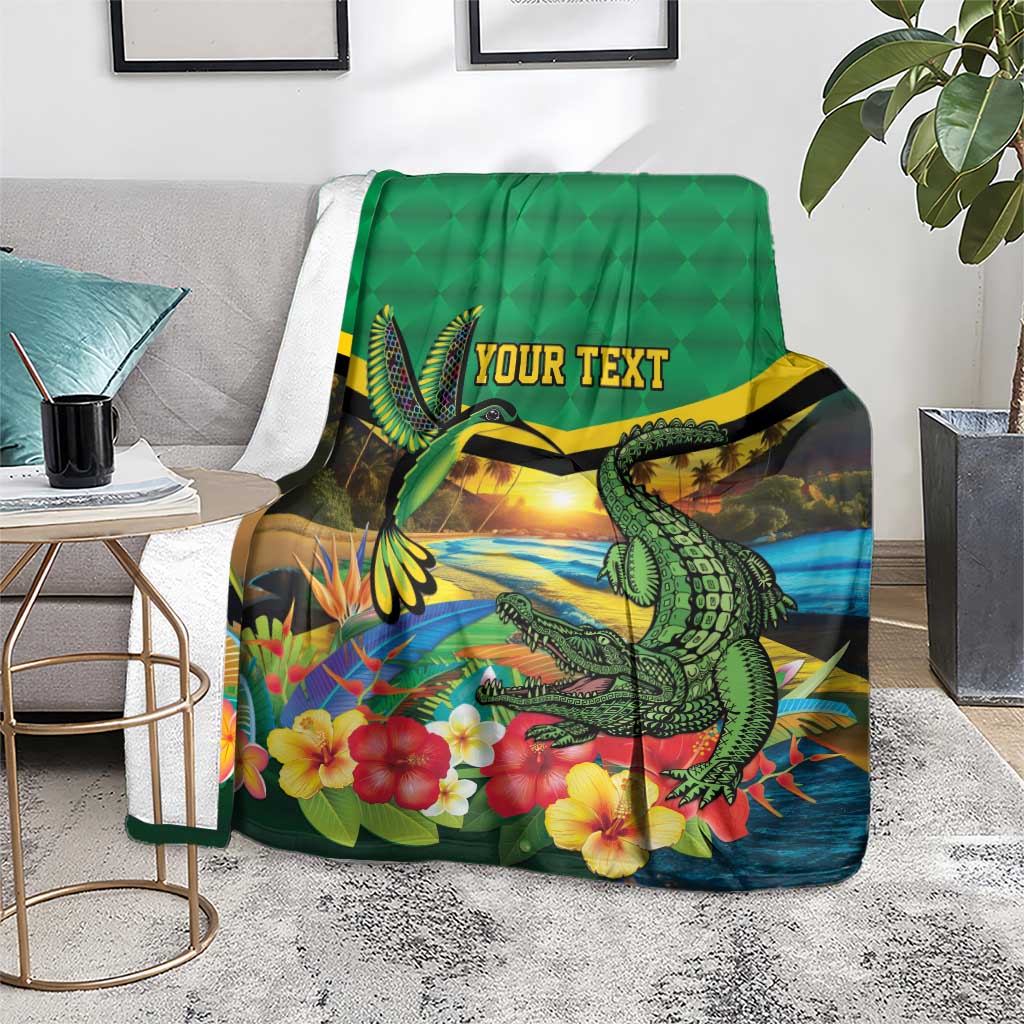 Jamica Hummingbird and Crocodiles Personalized Blanket