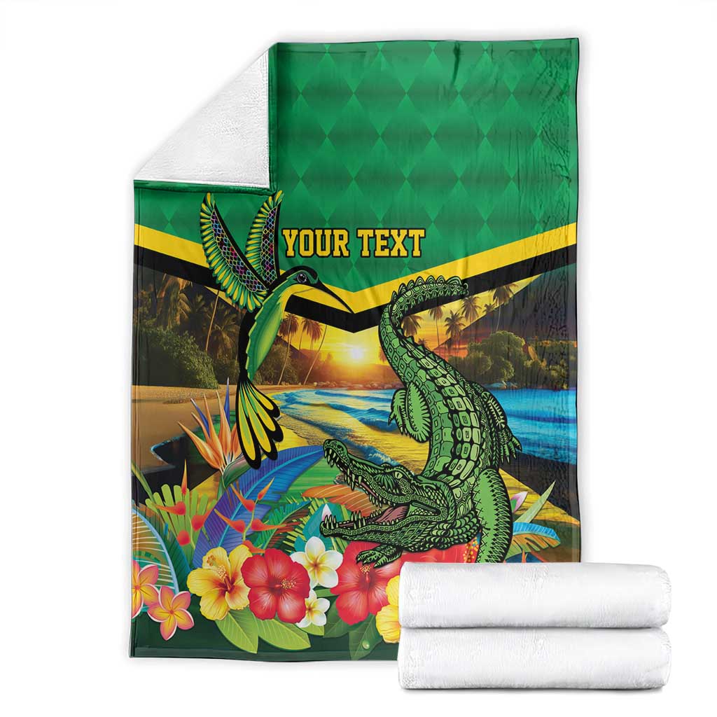 Jamica Hummingbird and Crocodiles Personalized Blanket