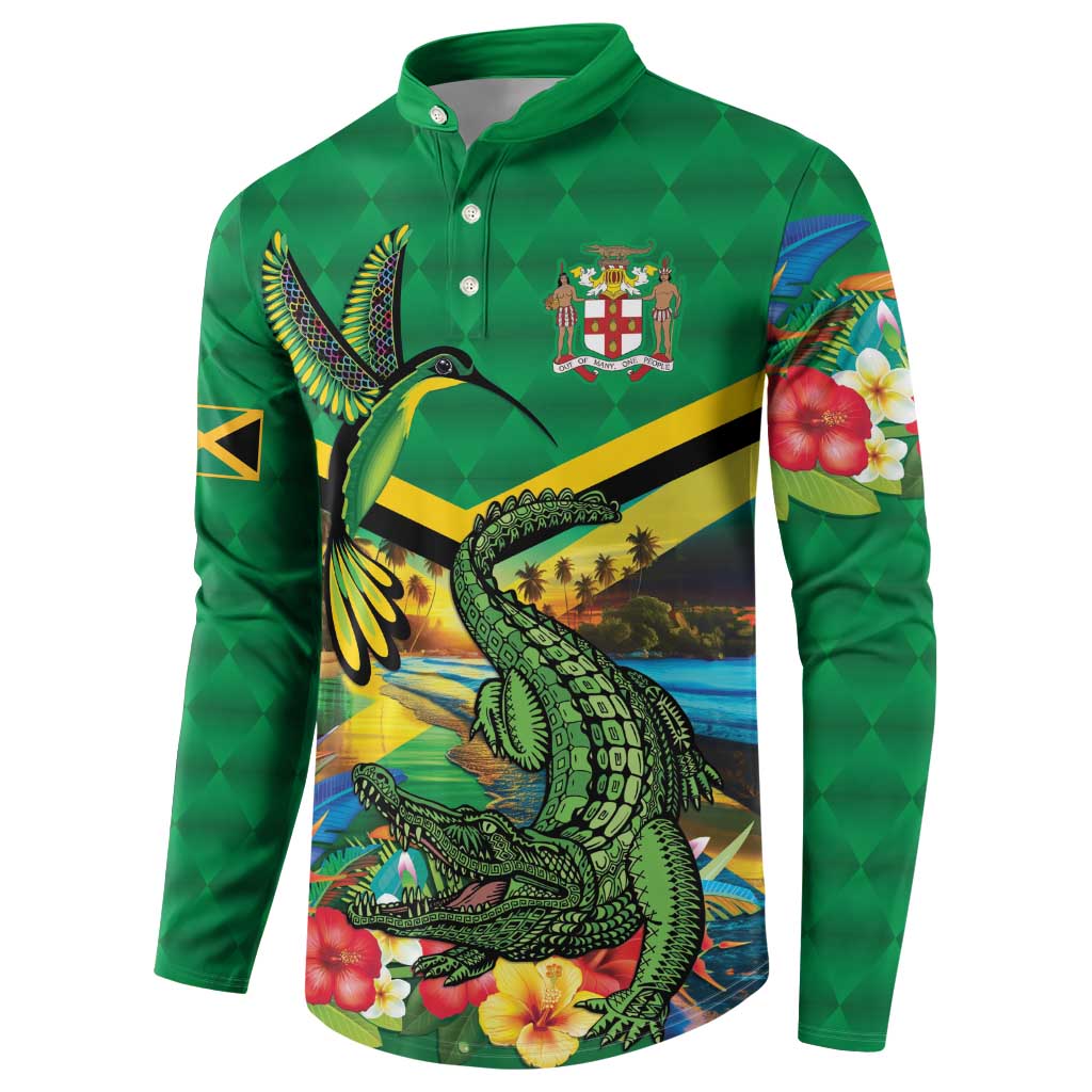 Jamica Hummingbird and Crocodiles Personalized Button Sweatshirt