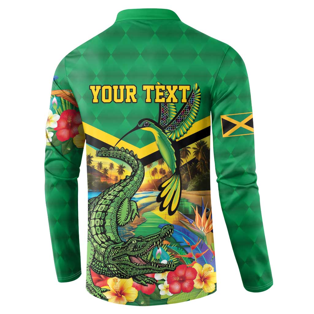 Jamica Hummingbird and Crocodiles Personalized Button Sweatshirt
