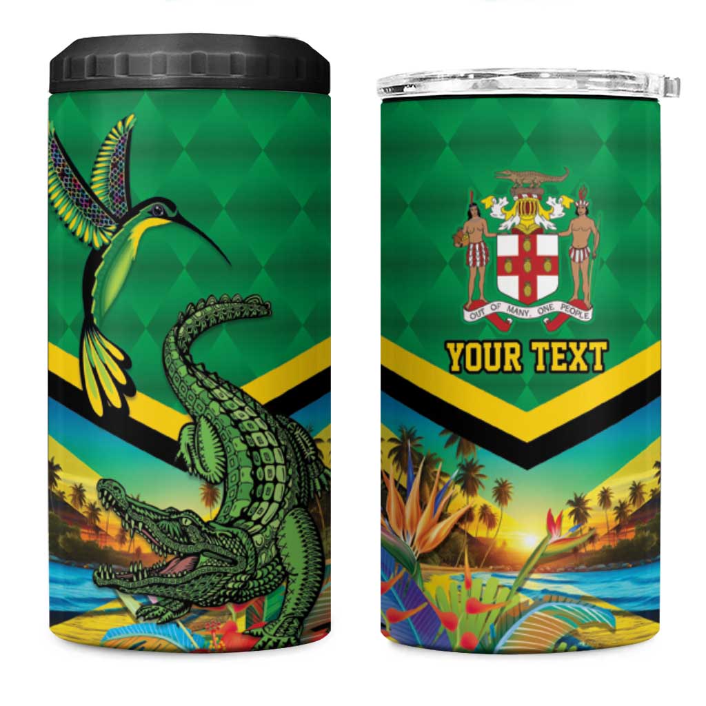 Jamica Hummingbird and Crocodiles Personalized 4 in 1 Can Cooler Tumbler