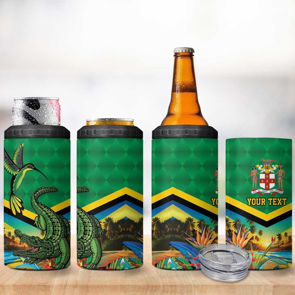 Jamica Hummingbird and Crocodiles Personalized 4 in 1 Can Cooler Tumbler