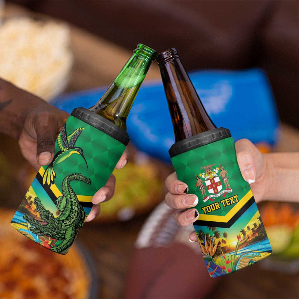 Jamica Hummingbird and Crocodiles Personalized 4 in 1 Can Cooler Tumbler