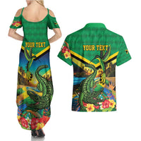 Jamica Hummingbird and Crocodiles Personalized Couples Matching Summer Maxi Dress and Hawaiian Shirt