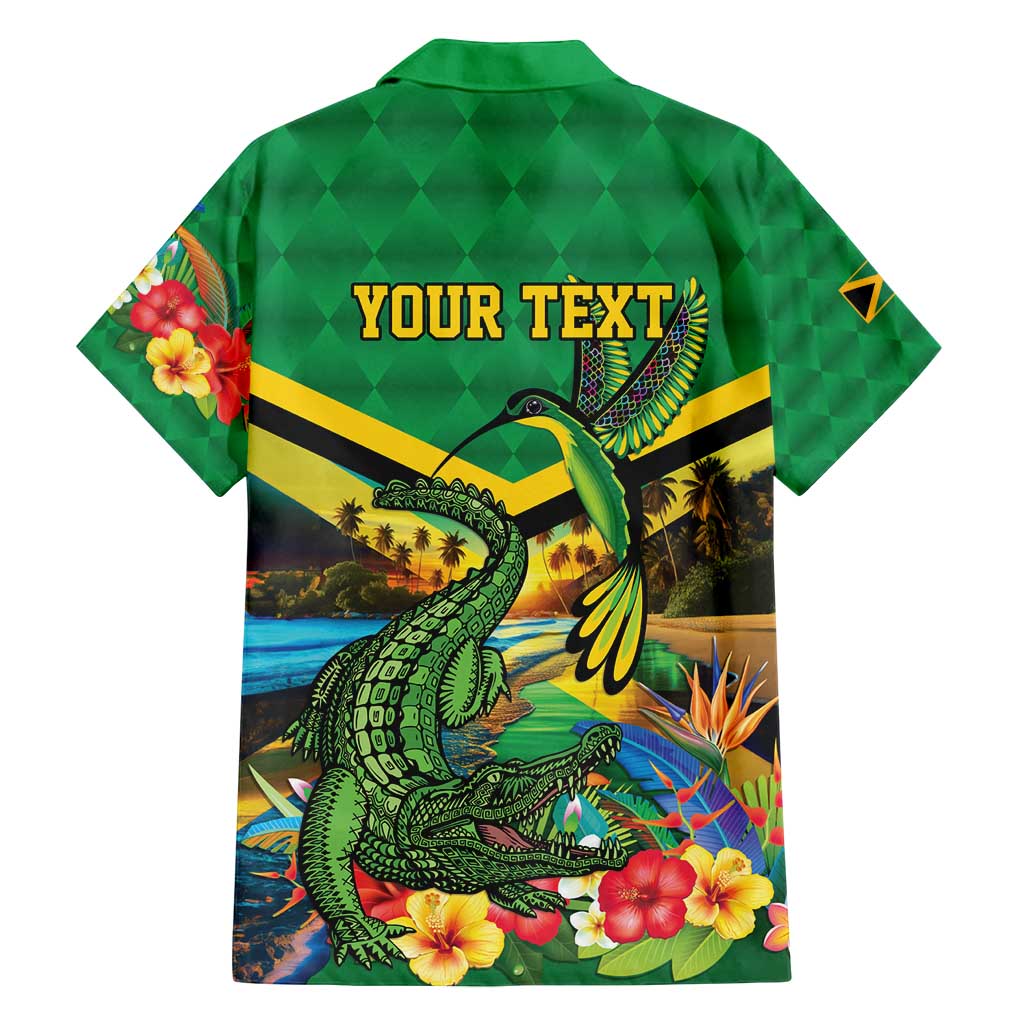 Jamica Hummingbird and Crocodiles Personalized Family Matching Long Sleeve Bodycon Dress and Hawaiian Shirt